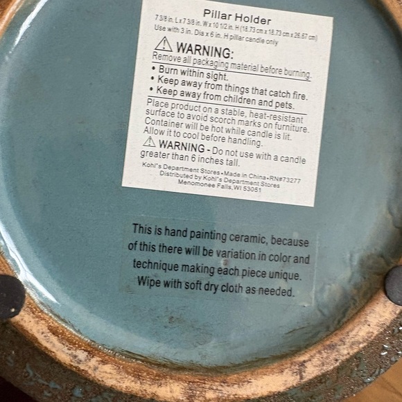 Blue Geometric Patterned pillar holder - Picture 4 of 4